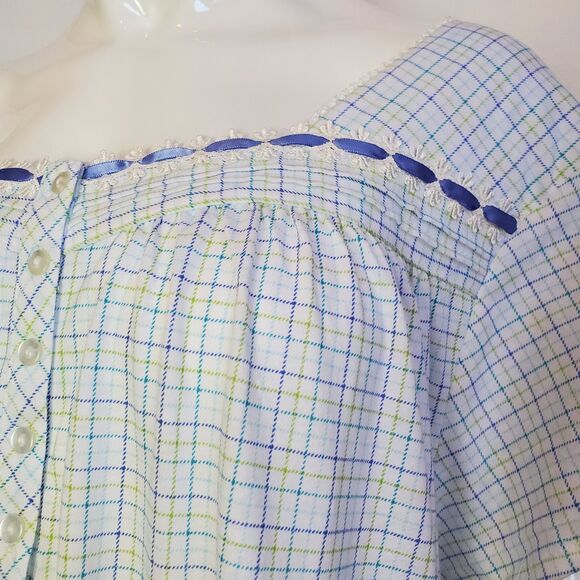 NEW Earth Angels Plus Size Blue Plaid Nightgown - Picture 6 of 7